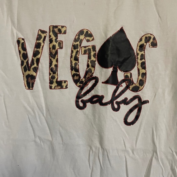 Vegas Baby Graphic T-Shirt Bella+Canvas White Leopard Spades Women's M - Picture 2 of 3